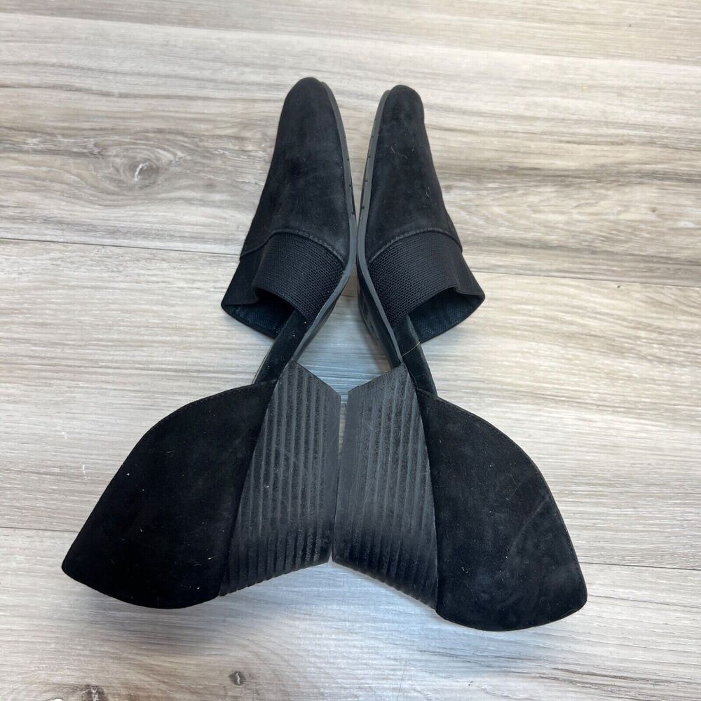 Eileen Fisher Black Suede Pointed Hilly Wedge D'Orsay Flats - Picture 2 of 11